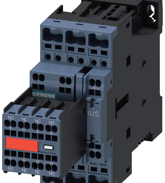 3RT2024-2FB44-3MA0 Contactor, AC-3e, 12 A/5,5 kW/400 V, 3 polos, 24 V DC, 2 NA + 2 NC, bornes de re