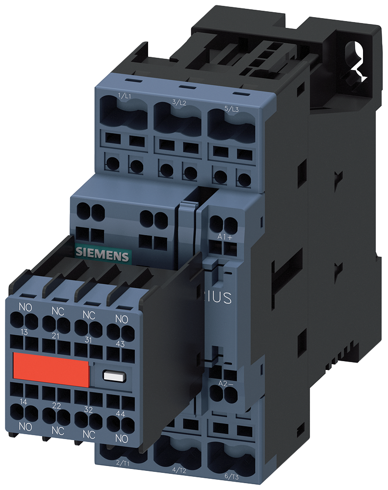3RT2024-2FB44-3MA0 Contactor, AC-3e, 12 A/5,5 kW/400 V, 3 polos, 24 V DC, 2 NA + 2 NC, bornes de re