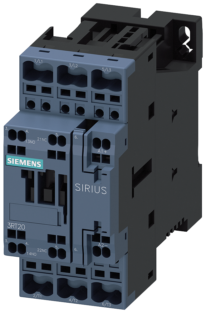 3RT2023-2BM40 Contactor, AC-3e, 9 A/4 kW/400 V, 3 polos, 220 V DC, 1 NA + 1 NC, bornes de reso