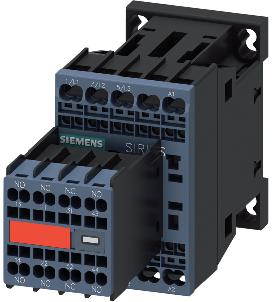 3RT2016-2BB44-3MA0 Contactor, AC-3e, 9 A/4 kW/400 V, 3 polos, 24 V DC, 2 NA + 2 NC, bornes de resor