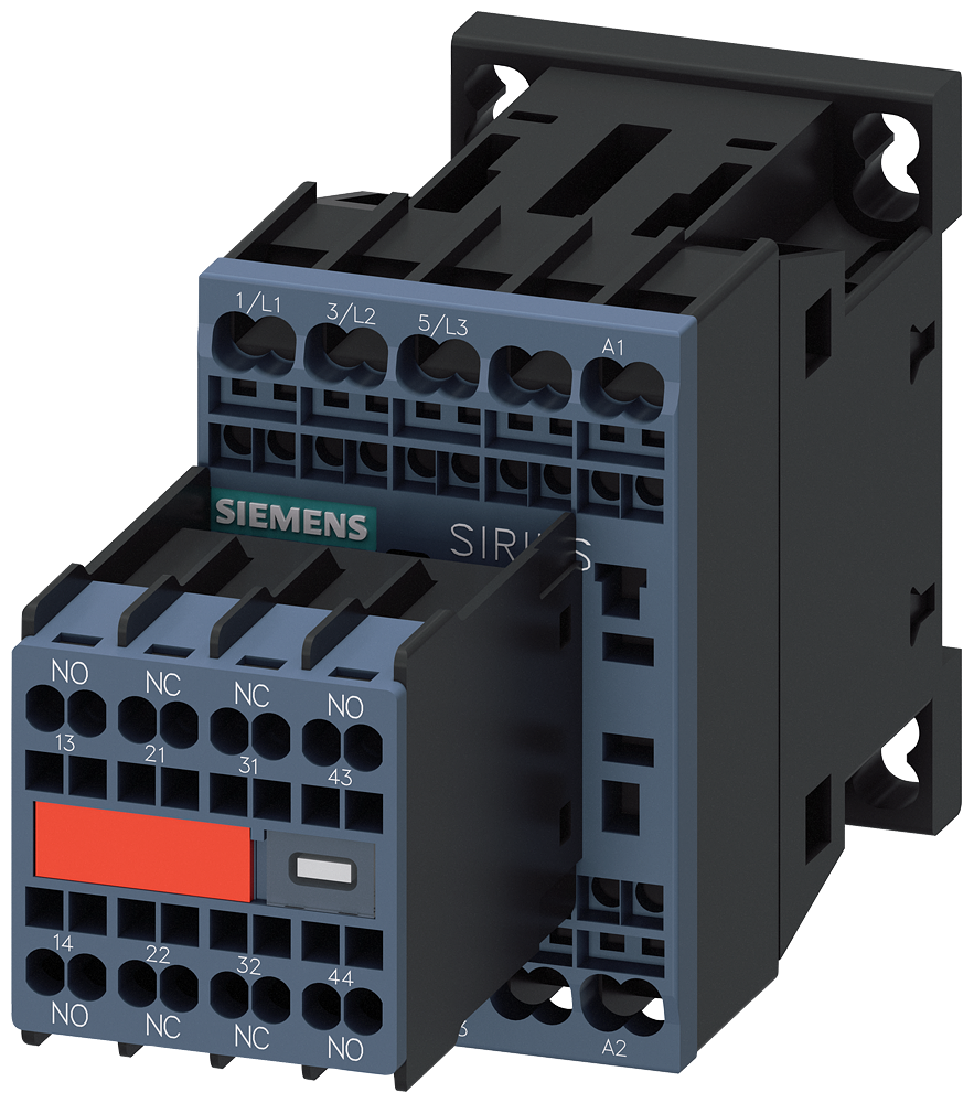 3RT2016-2BB44-3MA0 Contactor, AC-3e, 9 A/4 kW/400 V, 3 polos, 24 V DC, 2 NA + 2 NC, bornes de resor