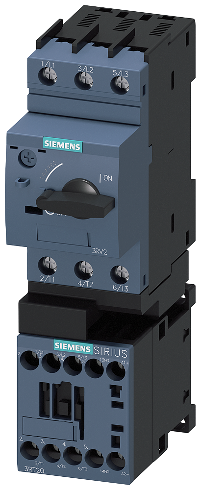 3RA2110-0BA15-1BB4 Derivación a motor, arrancador directo, S00, 0,14-0,2 A, 24 V DC, 150 kA