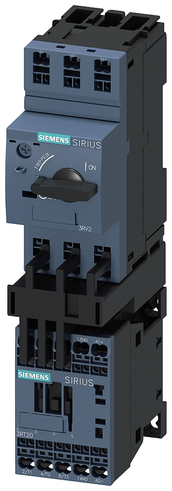 3RA2110-1DE15-1BB4 Derivación a motor, arrancador directo, S00, 2,2-3,2 A, 24 V DC, 150 kA