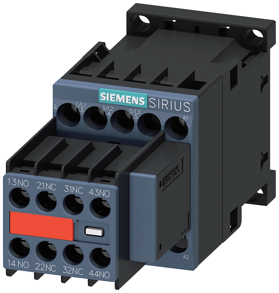 3RT2017-1CK64-3MA0 Contactor, AC-3e, 12 A/5,5 kW/400 V, 3 polos, 110 V AC/50 Hz, 120 V AC/60 Hz, 2 
