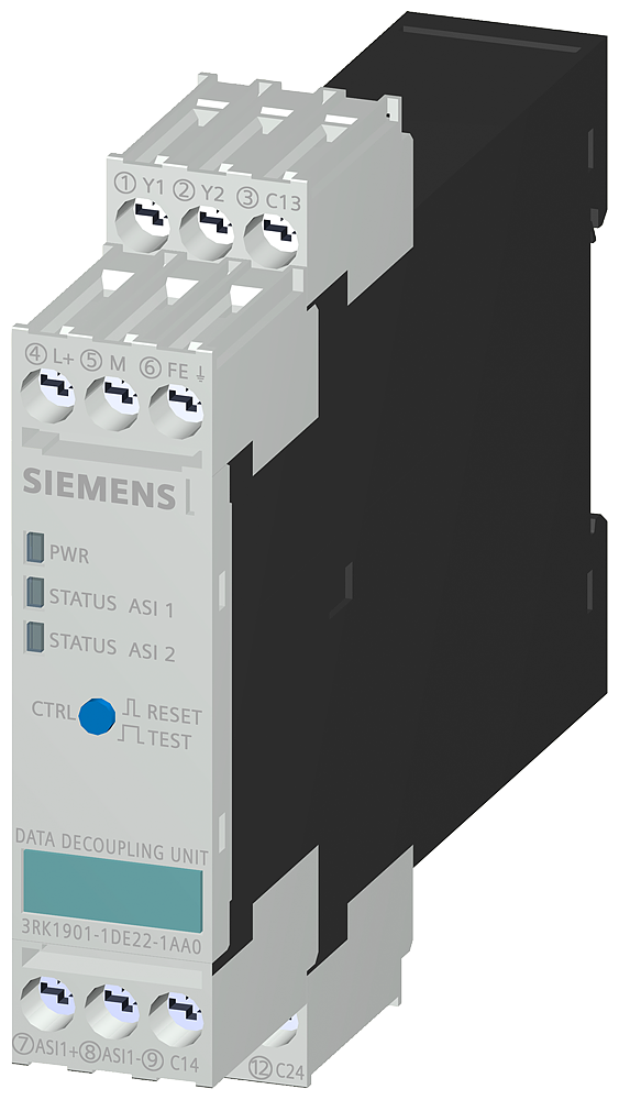 3RK1901-1DE22-1AA0 Acoplador de datos ASI 2x4A ent: 24VDC sal: 30VDC