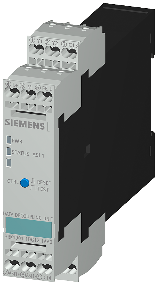 3RK1901-1DG12-1AA0 Módulo de desacoplamiento de datos AS-Interface 1 × 4 A, bornes de resorte, AS-I