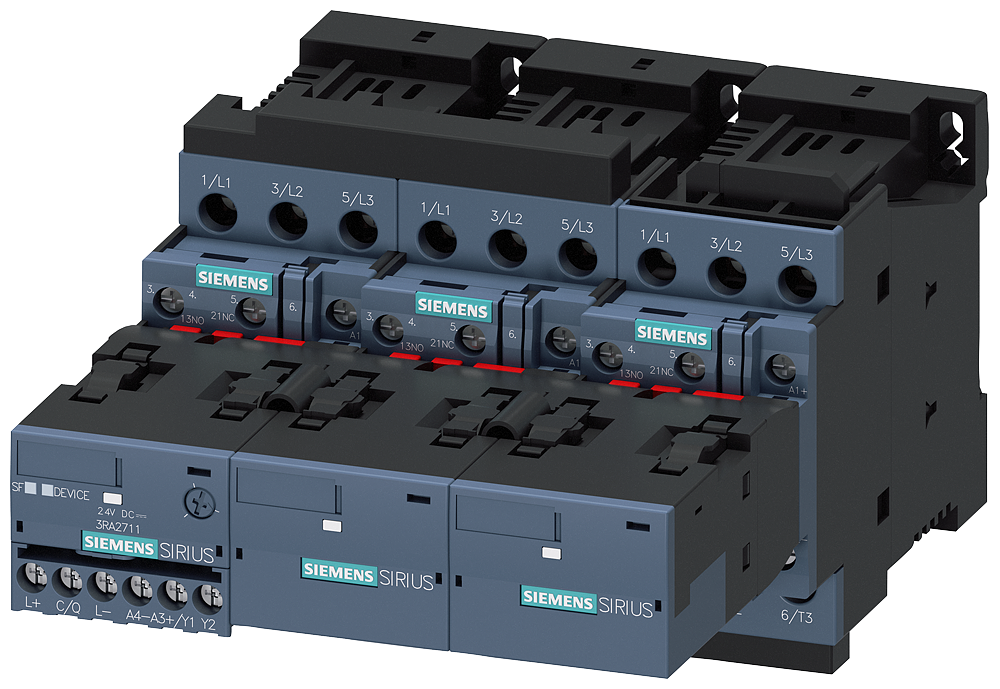 3RA2426-8XE32-1BB4 Combinación estrella-triángulo con I/O-Link, AC-3, 22 kW/400 V, 24 V DC, 3 polos