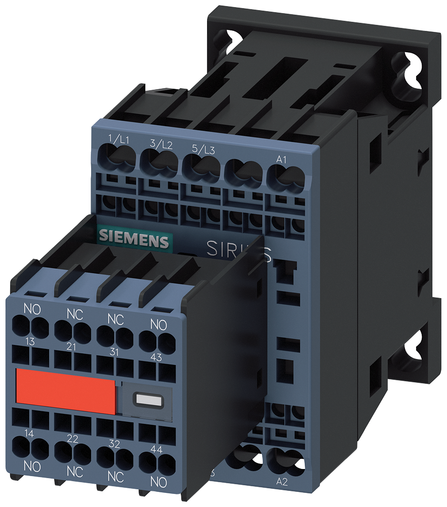 3RT2016-2AP04-3MA0 Contactor, AC-3e, 9 A/4 kW/400 V, 3 polos, 230 V AC, 50/60 Hz, 2 NA + 2 NC, born