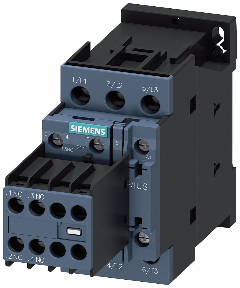 3RT2026-1AG24 Contactor, AC-3e, 25 A/11 kW/400 V, 3 polos, 110 V AC, 50/60 Hz, 2 NA + 2 NC, bo