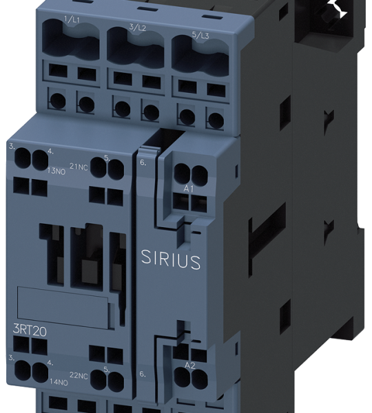 3RT2028-2AG20 Contactor, AC-3e, 38 A/18,5 kW/400 V, 3 polos, 110 V AC, 50/60 Hz, 1 NA + 1 NC, 