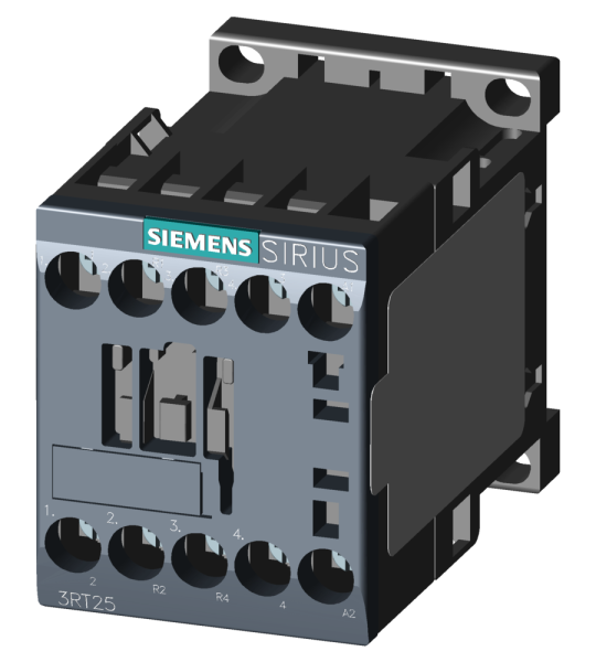 3RT2516-1AB00 Contactor, 2 NA + 2 NC, AC-3, 4 kW, 24 V AC, 50 Hz, 4 polos, 2 NA + 2 NC