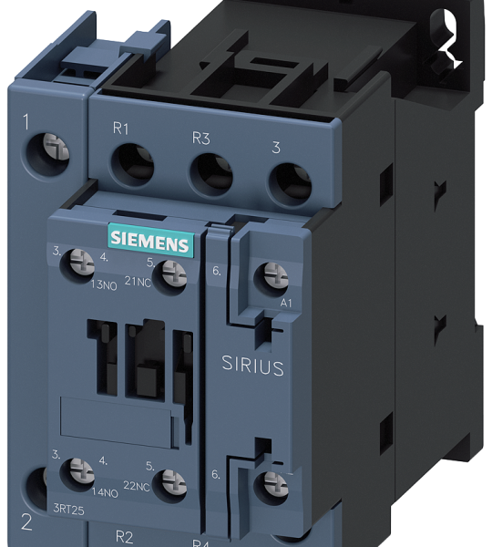 3RT2526-1AB00 Contactor, 2 NA + 2 NC, AC-3, 11 kW, 24 V AC, 50 Hz, 4 polos, 2 NA + 2 NC