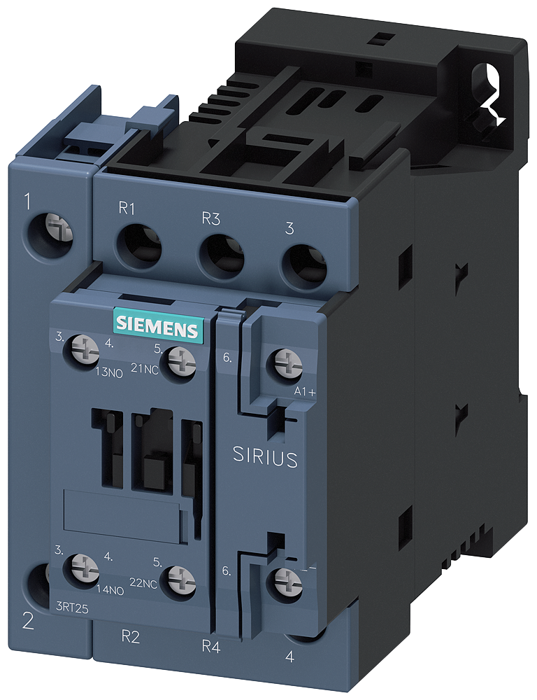 3RT2526-1BA40 Contactor, AC-3, 25 A/11 kW/400 V, 2 NA + 2 NC, 12 V DC, 4 polos, bornes de torn