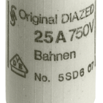 5SD608 Cartucho fusible DIAZED 750 V, protección de instalaciones ferroviarias con
