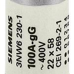3NW6230-1 SENTRON, cartucho fusible cilíndrico, 22 × 58 mm, 100 A, gG, Un AC: 500 V