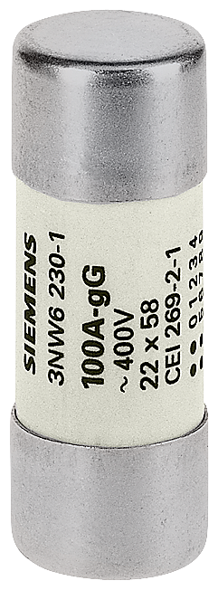 3NW6210-1 SENTRON, cartucho fusible cilíndrico, 22 × 58 mm, 25 A, gG, Un AC: 690 V