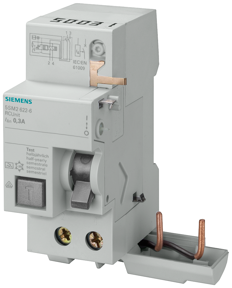 5SM2325-6KK01 bloque dif., 2 polos, tipo A, con retardo breve, In: 63 A, 30 mA, Un AC: 230 V, 
