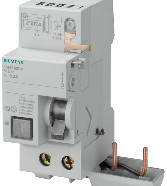 5SM2626-6 bloque dif., 2 polos, tipo A, In: 63 A, 300 mA, Un AC: 230 V, para 5SL4