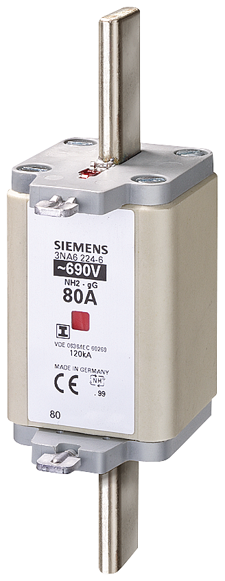 3NA6230-6 Cartucho de fusibles NH, NH2, In: 100 A, gG, Un AC: 690 V, Un DC: 440 V