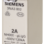 3NA3802 Cartucho de fusibles NH, NH000, In: 2 A, gG, Un AC: 500 V, Un DC: 250 V