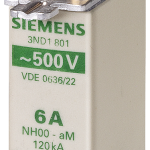 3ND1824 Fusible NH000 80A aM 500V AC orejetas energizadas