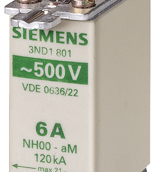 3ND1824 Fusible NH000 80A aM 500V AC orejetas energizadas