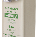 3ND2124 Fusible NH1 80A aM 690V AC orejetas energizadas