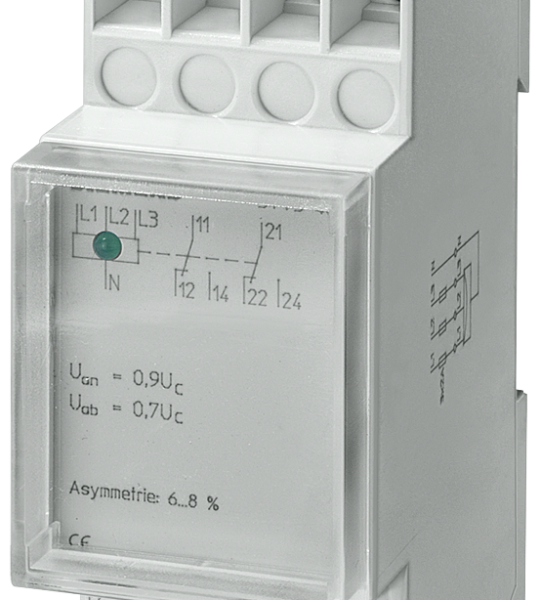 5TT3404 Relé de tensión T5570 230/400 V AC, 2CO, 0,7/0,9, asimetría con tapa transparent