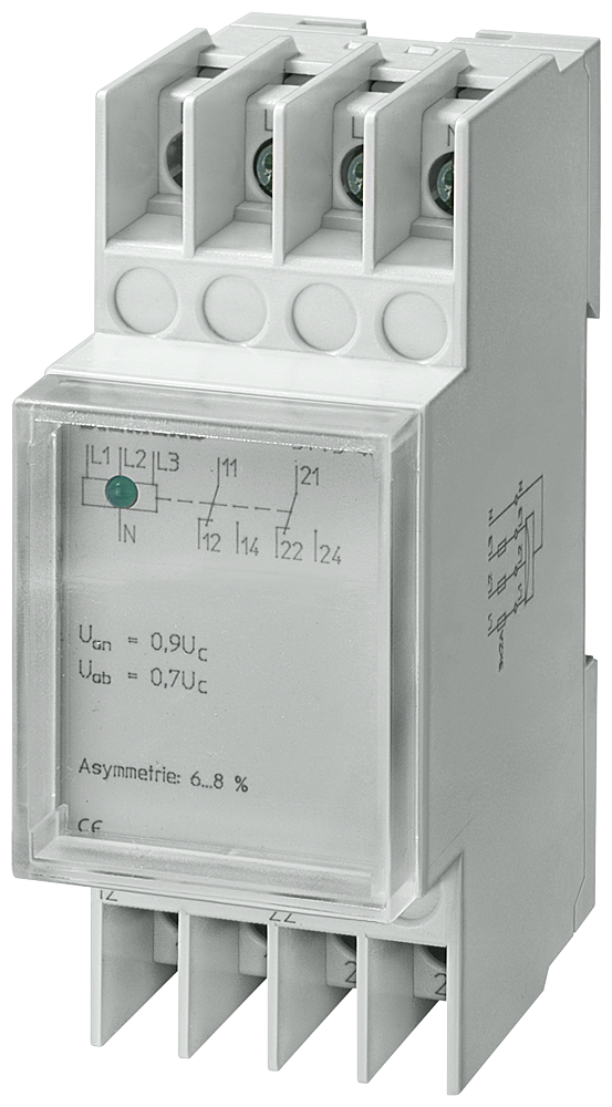 5TT3404 Relé de tensión T5570 230/400 V AC, 2CO, 0,7/0,9, asimetría con tapa transparent