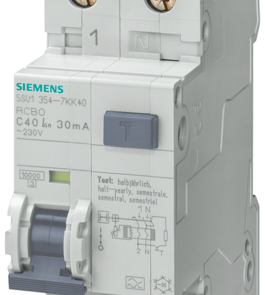5SU1154-7KK10 Interruptor dif./aut., 10 kA, 1 polo+N, tipo A, 10 mA, curva C, In: 10 A, Un AC: