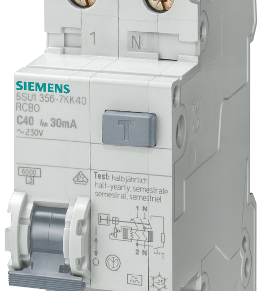 5SU1656-7KK32 Interruptor dif./aut., 6 kA, 1 polo+N, tipo A, 300 mA, curva C, In: 32 A, Un AC:
