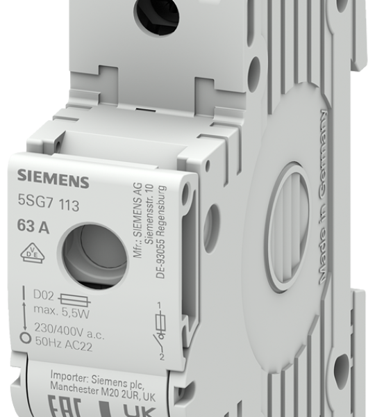 5SG7113 MINIZED, interruptor-seccionador con fusible, D02, de 1 polo, In: 63 A, Un AC: 2