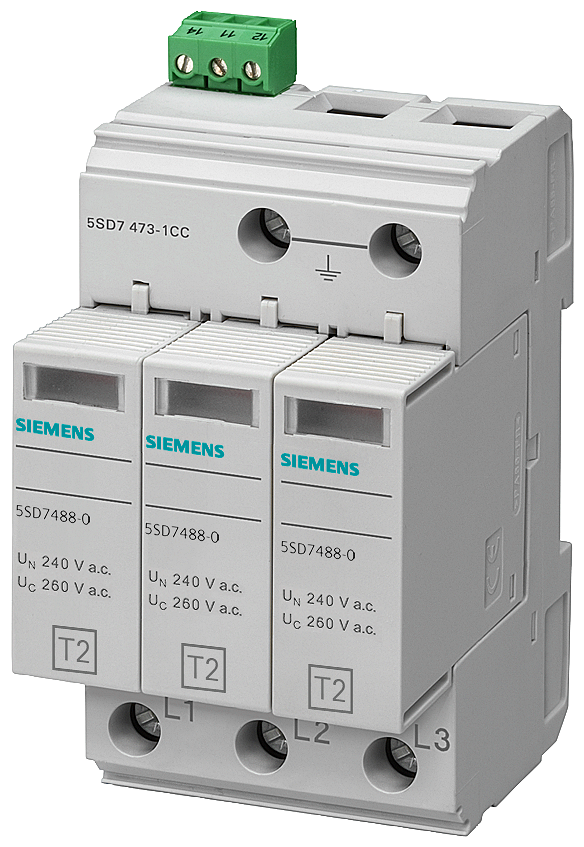 5SD7473-1 Pararrayos tipo 2, UC 600 V AC, módulos de protección enchufables