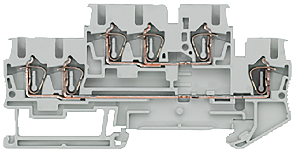 8WH2023-0AF00 Borna doble piso resorte 2,5mm GRIS 3puntos conex.