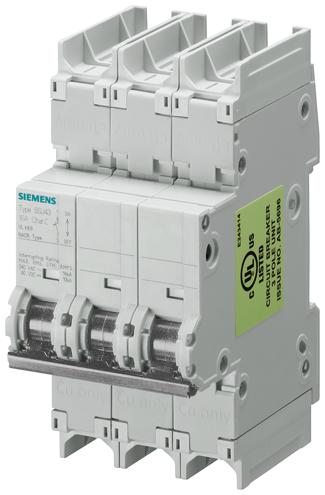 5SJ4363-7HG41 Automático magnetotérmico 240 V 10 kA, de 3 polos, C, 63 A, p = 7