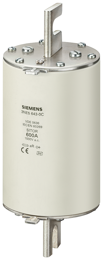 3NE5633-0C Cartucho fusible SITOR, con contactos de cuchilla ranurados, NH3, In: 450 A, aR
