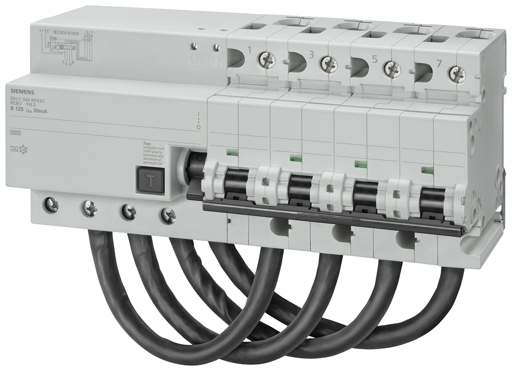 5SU1374-7AK81 Interruptor dif./aut., 10 kA, 4 polos, tipo B, con retardo breve K, 30 mA, curva