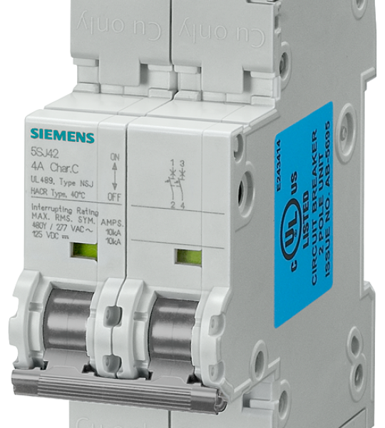 5SJ4210-7HG42 Automático magnetotérmico 10 kA, de 2 polos, C, 10 A, según UL 489-480