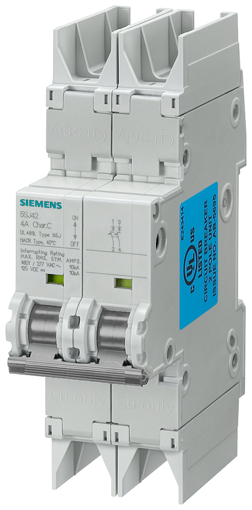 5SJ4210-8HG42 Automático magnetotérmico 10 kA, de 2 polos, D, 10 A, según UL 489-480