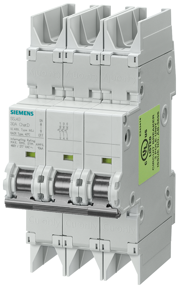 5SJ4302-8HG42 Automático magnetotérmico 10 kA, de 3 polos, D, 2 A, según UL 489-480&amp;