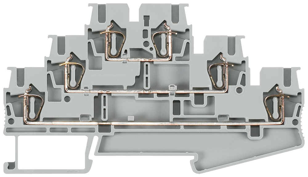 8WH2030-0AF00 Borna triple piso resorte 2,5mm GRIS 2puntos conex