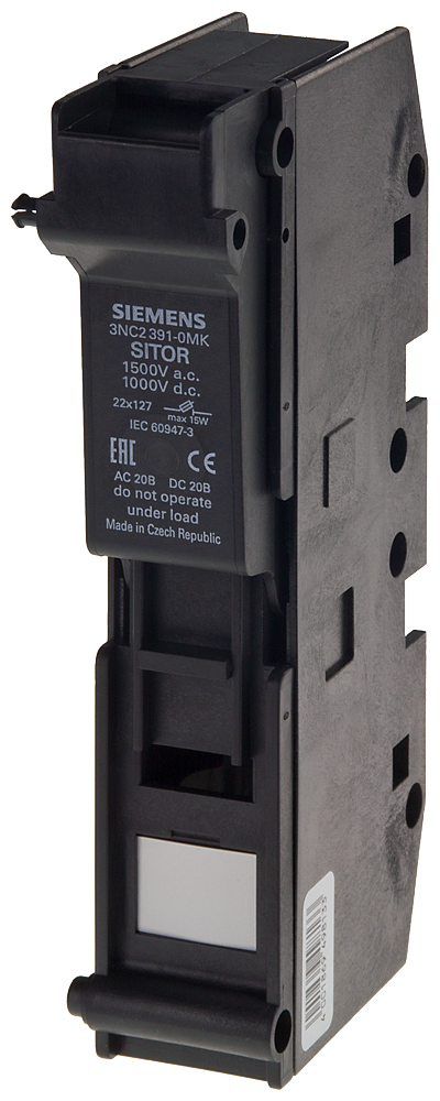 3NC2392-0MK Base portafusible SITOR, 22 × 127, 63 A 1500 V AC/DC, 1000 V, 2 p