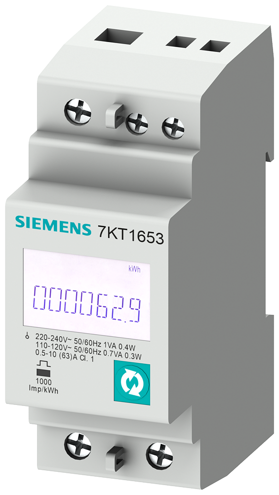 7KT1655 Instrumento de medida SENTRON 7KT PAC1600, monofásico, 63 A, perfil DIN, S0