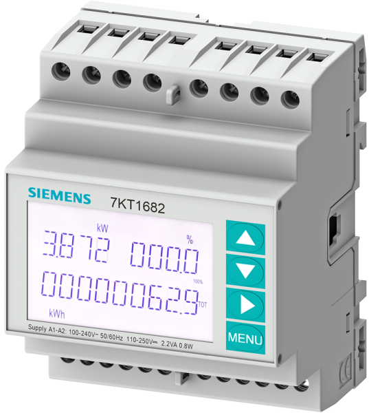 7KT1682 Instrumento de medida SENTRON 7KT PAC1600, trifásico, 5 A, perfil DIN, Modbus RT