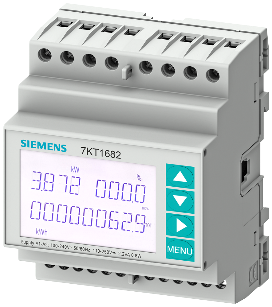 7KT1682 Instrumento de medida SENTRON 7KT PAC1600, trifásico, 5 A, perfil DIN, Modbus RT