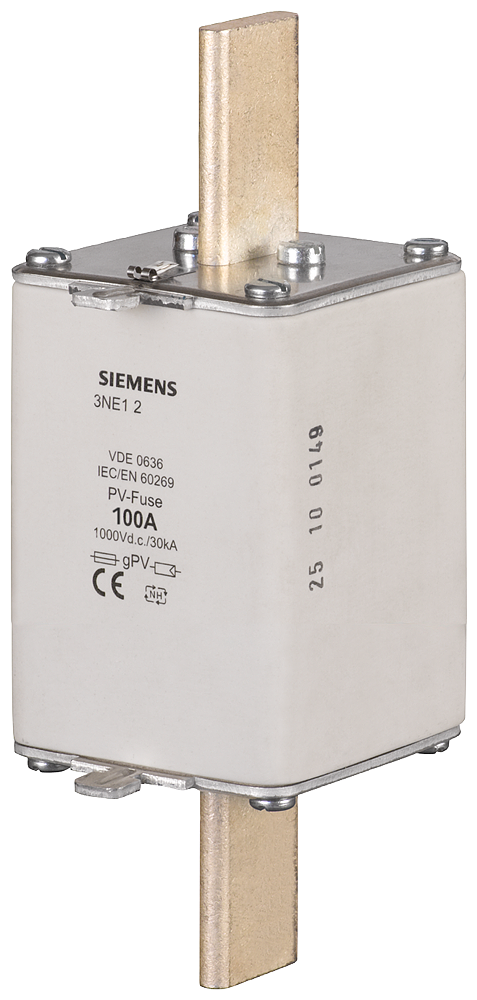 3NE1222-4 Cartucho fusible PV, con contactos de cuchilla, NH1, In: 125 A, gPV, Un DC: