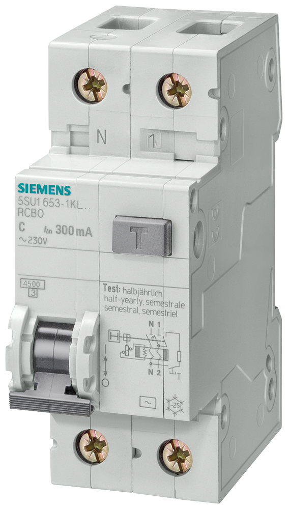 5SU1353-1KL06 Dif+automático Tipo AC 6A 1P+N 30mA B 4,5kA N-Izq.