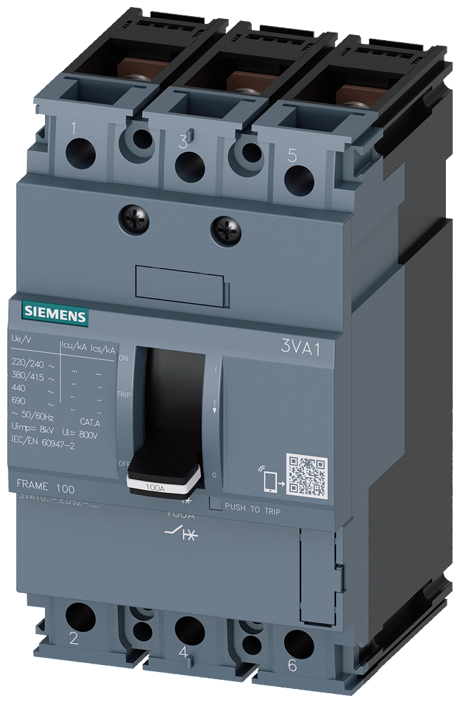 3VA1080-4ED32-0AA0 Interruptor automático 3VA1 IEC, Frame 100, clase de poder de corte S, Icu = 36&amp;