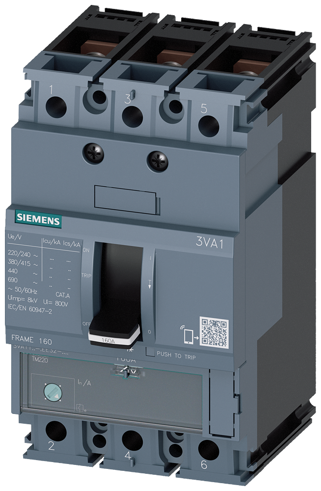 3VA1180-3EE32-0AA0 Interruptor automático 3VA1 IEC, Frame 160, clase de poder de corte N, Icu = 25 