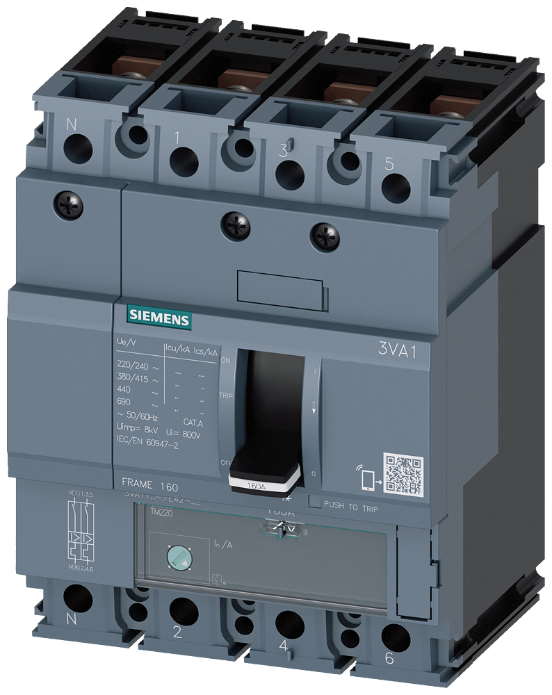 3VA1163-5GE42-0AA0 Interruptor automático 3VA1 IEC, Frame 160, clase de poder de corte M, Icu = 55 